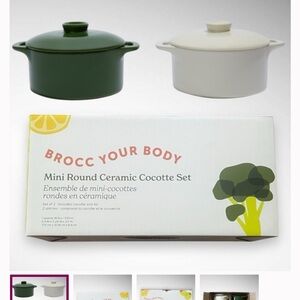 BROCC YOUR BODY Mini Round Ceramic Cocotte Set New In Box